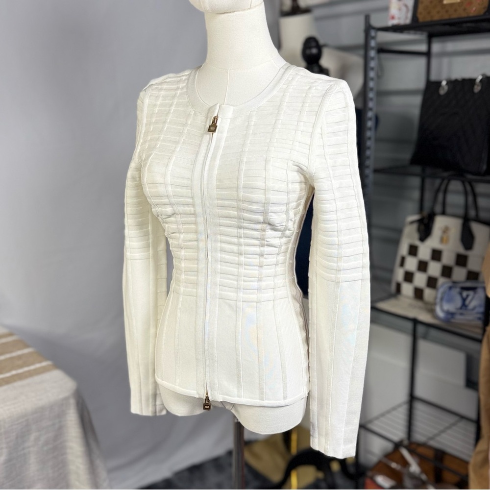 NEW! Herve Leger Off-White Alabaster Flo Jacket - Picture 3 of 16